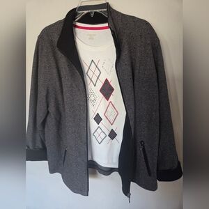 Allison Daley Gray/ Black Jacket With Sparkles Coordinating Shirt PETITE